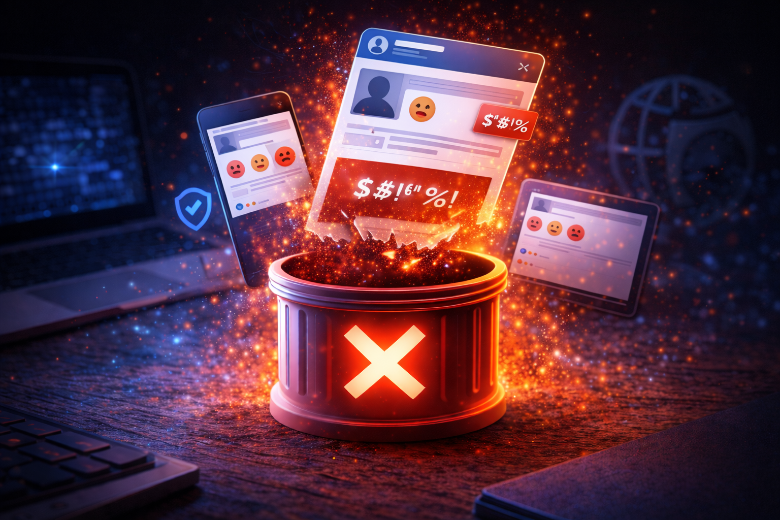 ilustrasi penghapusan postingan negatif di sosial media dan perlindungan reputasi digital