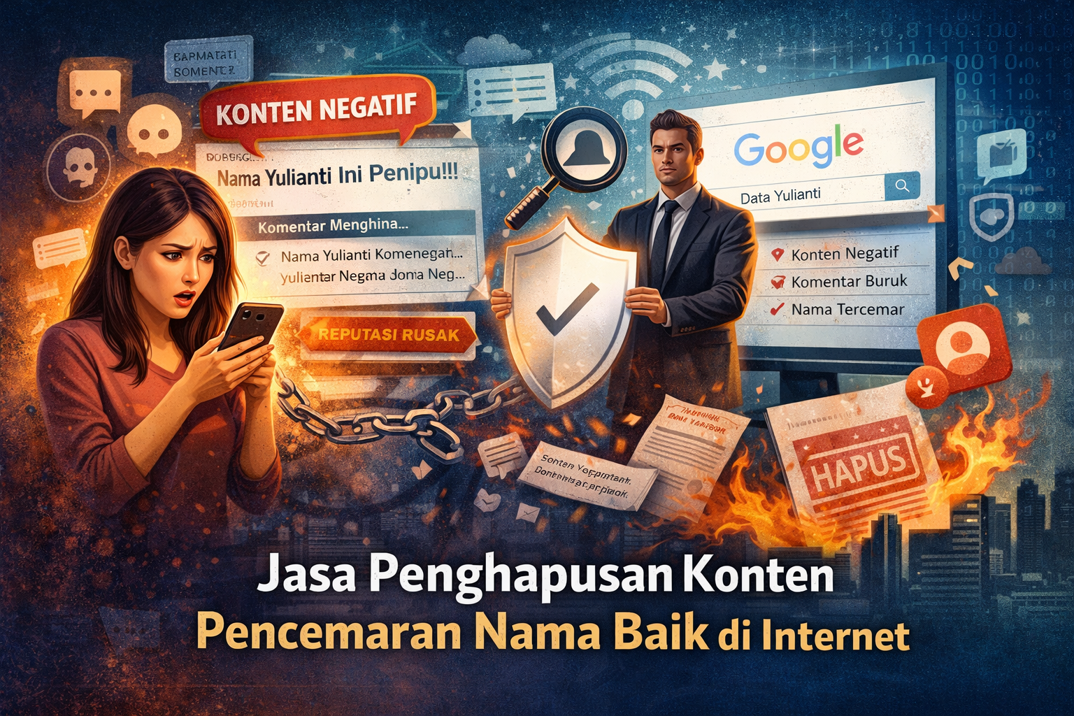 ilustrasi pencemaran nama baik di internet dan reputasi digital