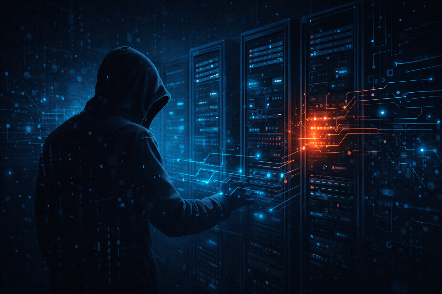 cyber security breach corporate network concept