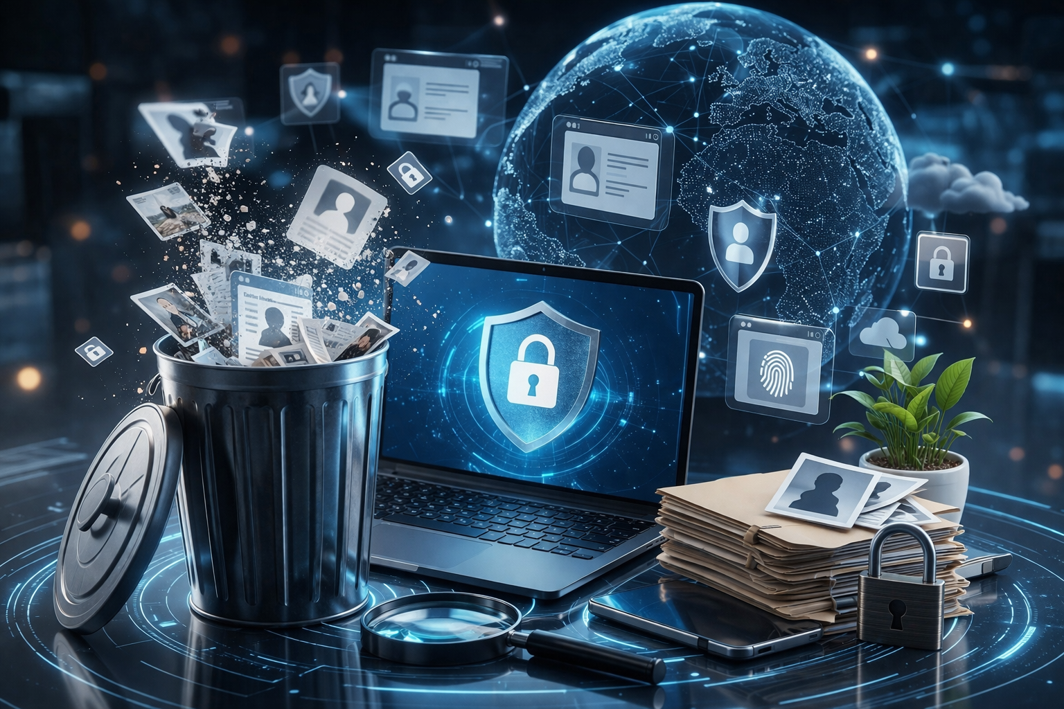 ilustrasi penghapusan data pribadi di internet dan perlindungan privasi digital