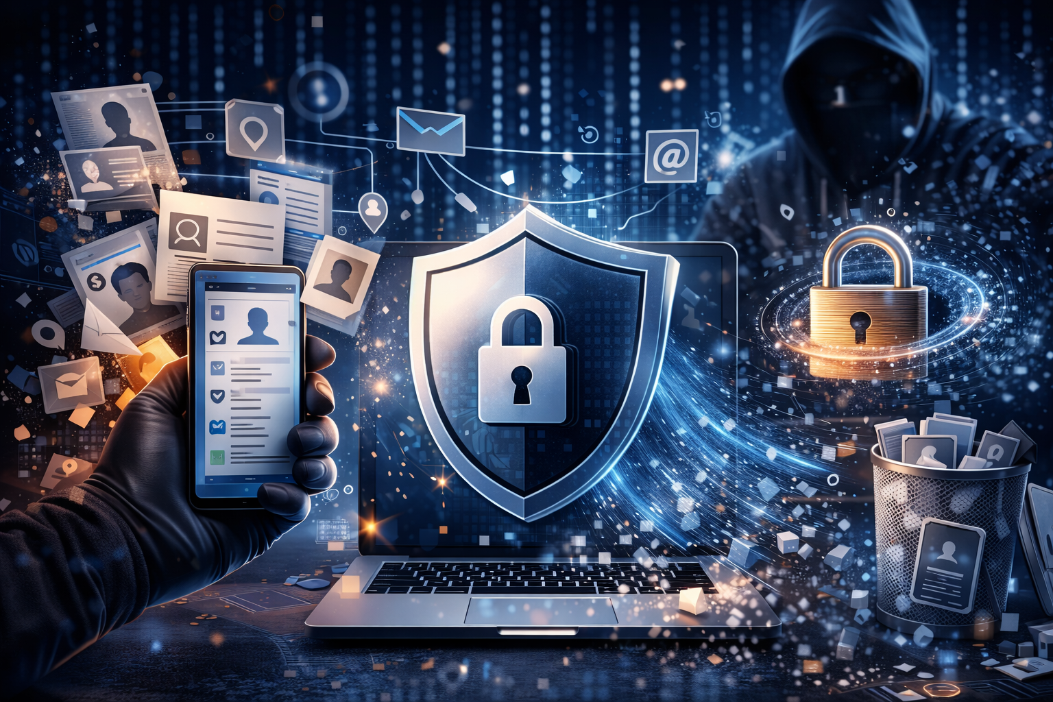 ilustrasi perlindungan data pribadi dan privasi digital di internet