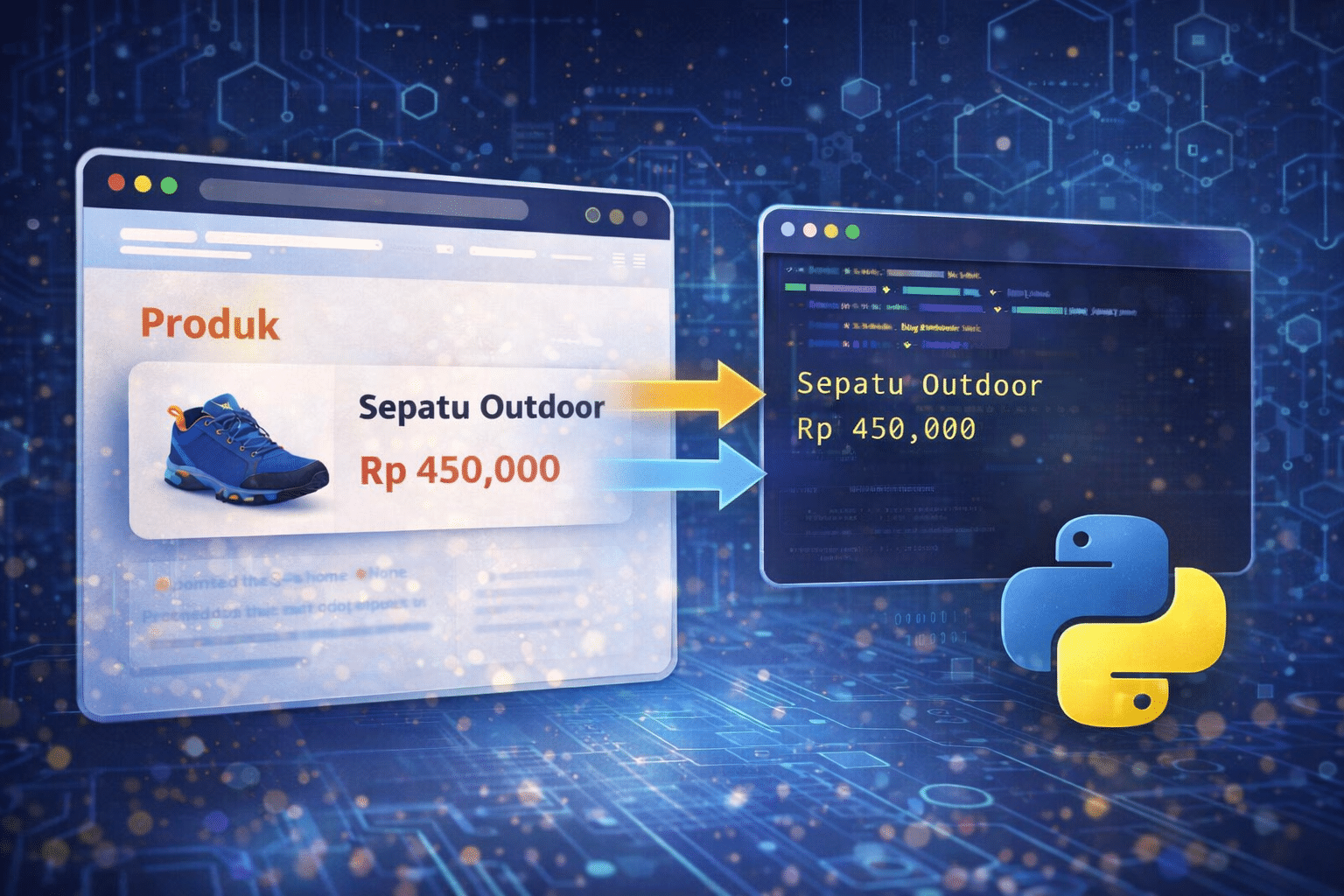 ilustrasi web scraping dengan python mengambil data dari website secara otomatis