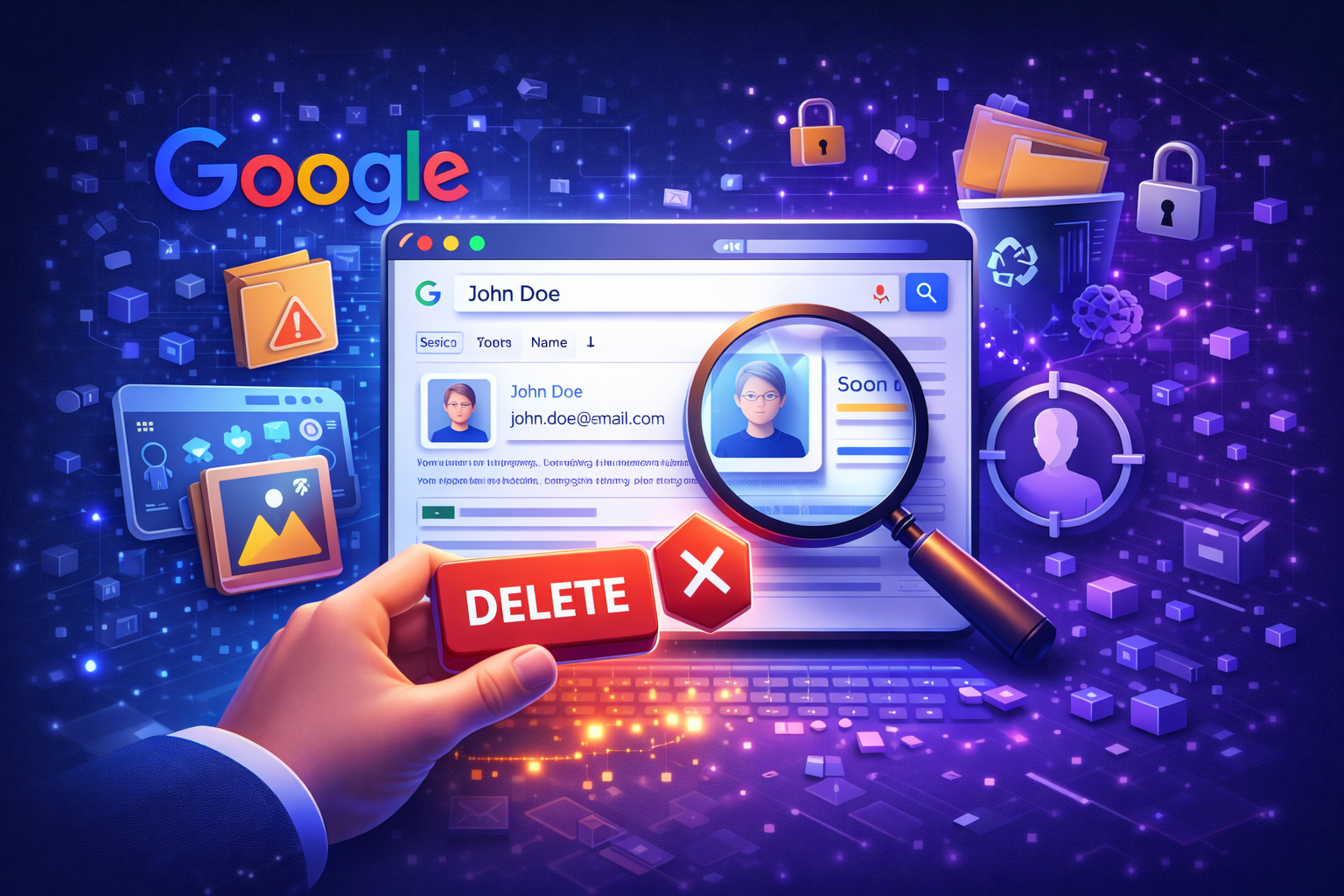ilustrasi menghapus jejak digital dari mesin pencari google dan internet