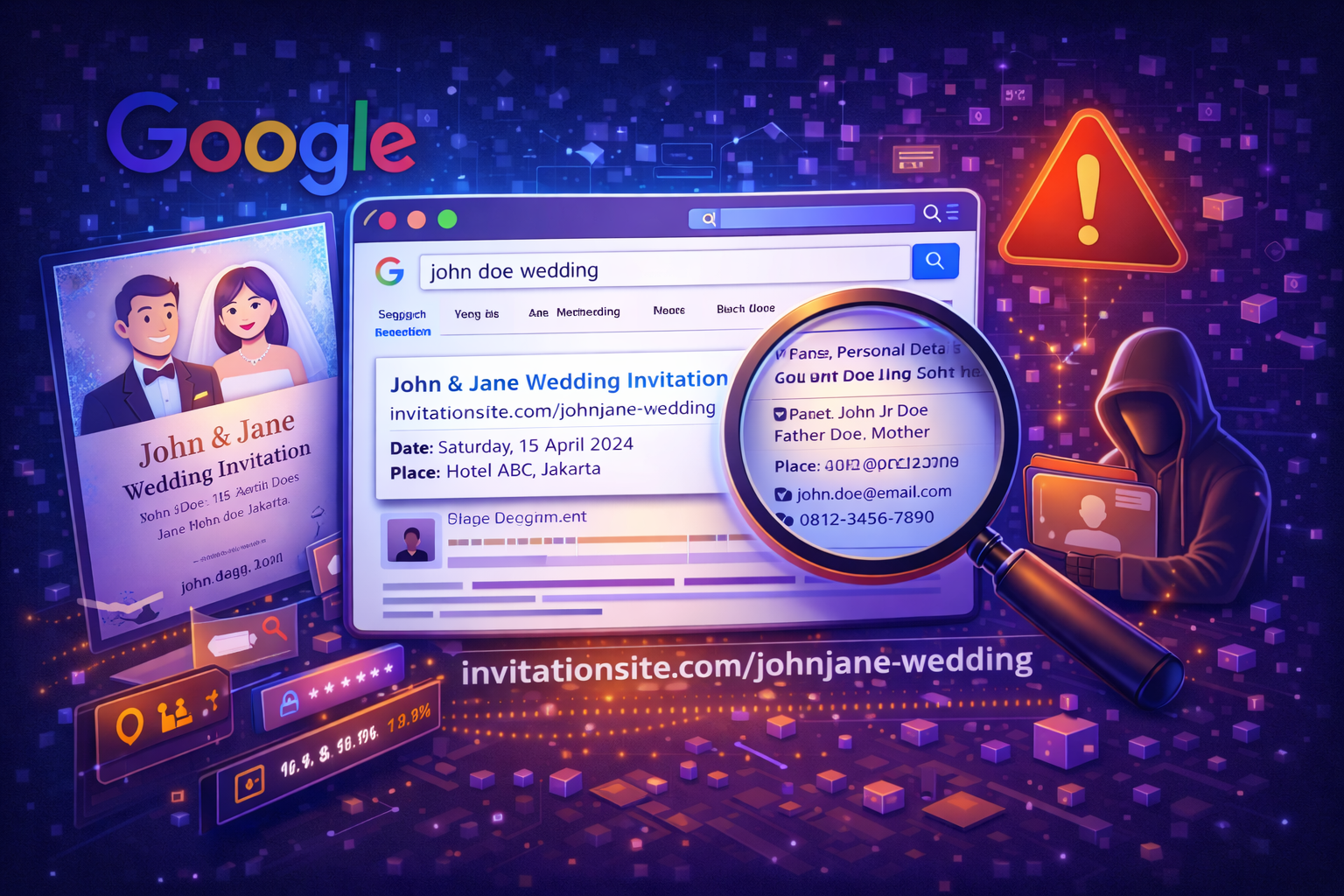 ilustrasi undangan digital pernikahan yang tetap muncul di google dengan risiko data pribadi tersebar