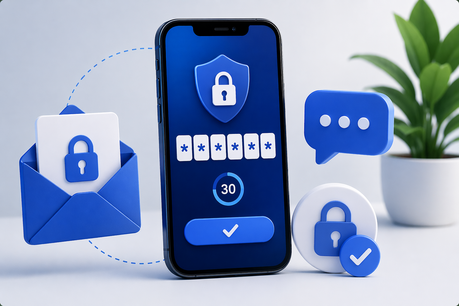 ilustrasi sistem otp verification dengan keamanan kode verifikasi dan autentikasi pengguna
