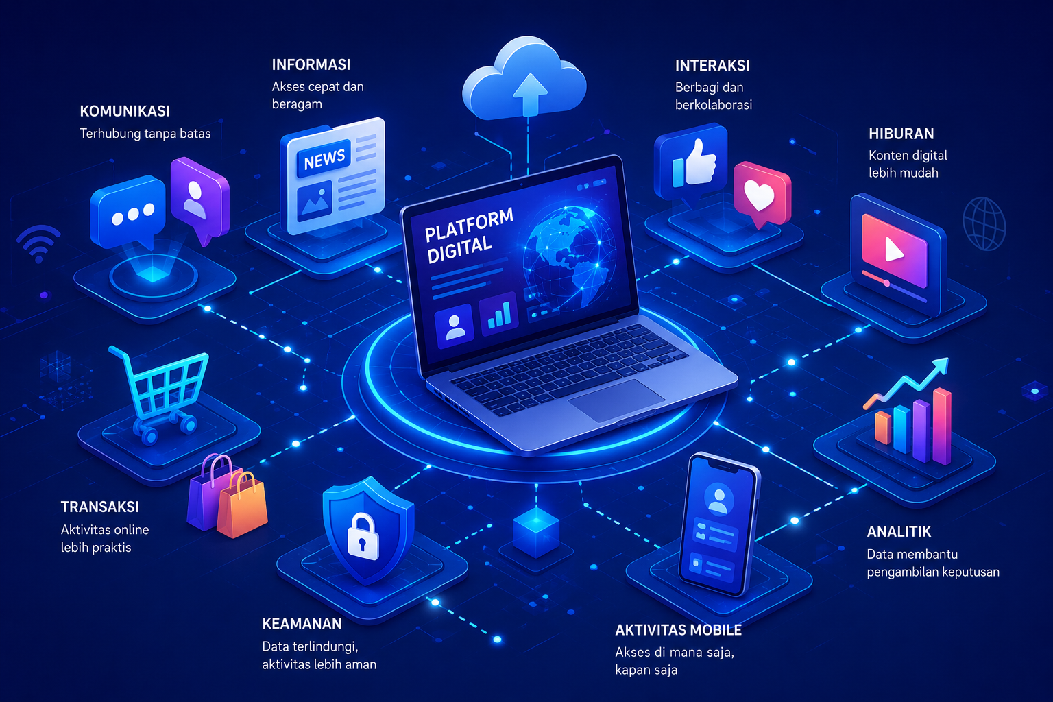Visual platform digital dengan jaringan informasi dan aktivitas online