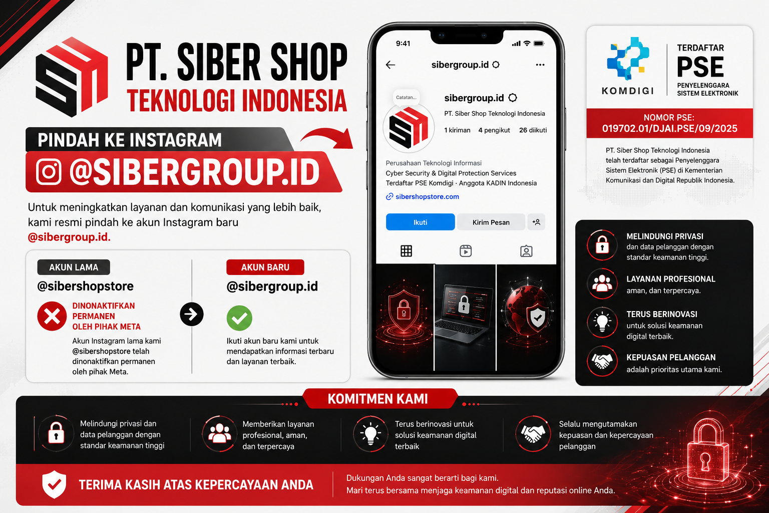 akun instagram resmi baru siber shop sibergroup.id