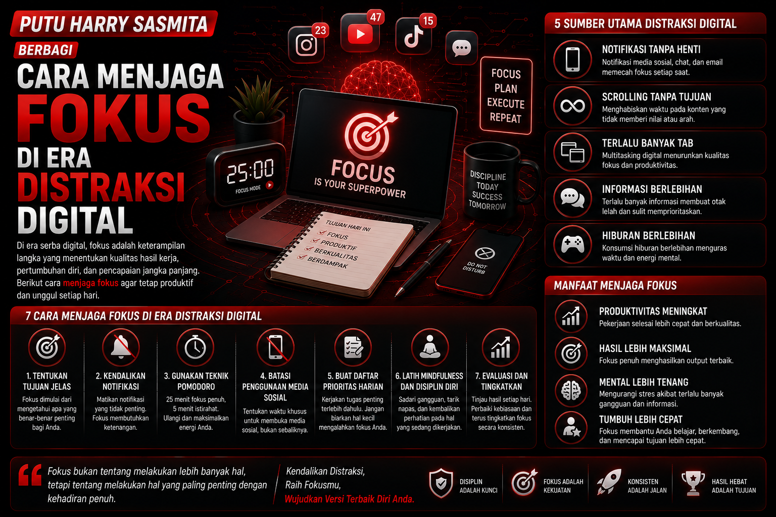 Putu Harry Sasmita berbagi cara menjaga fokus di era penuh distraksi digital
