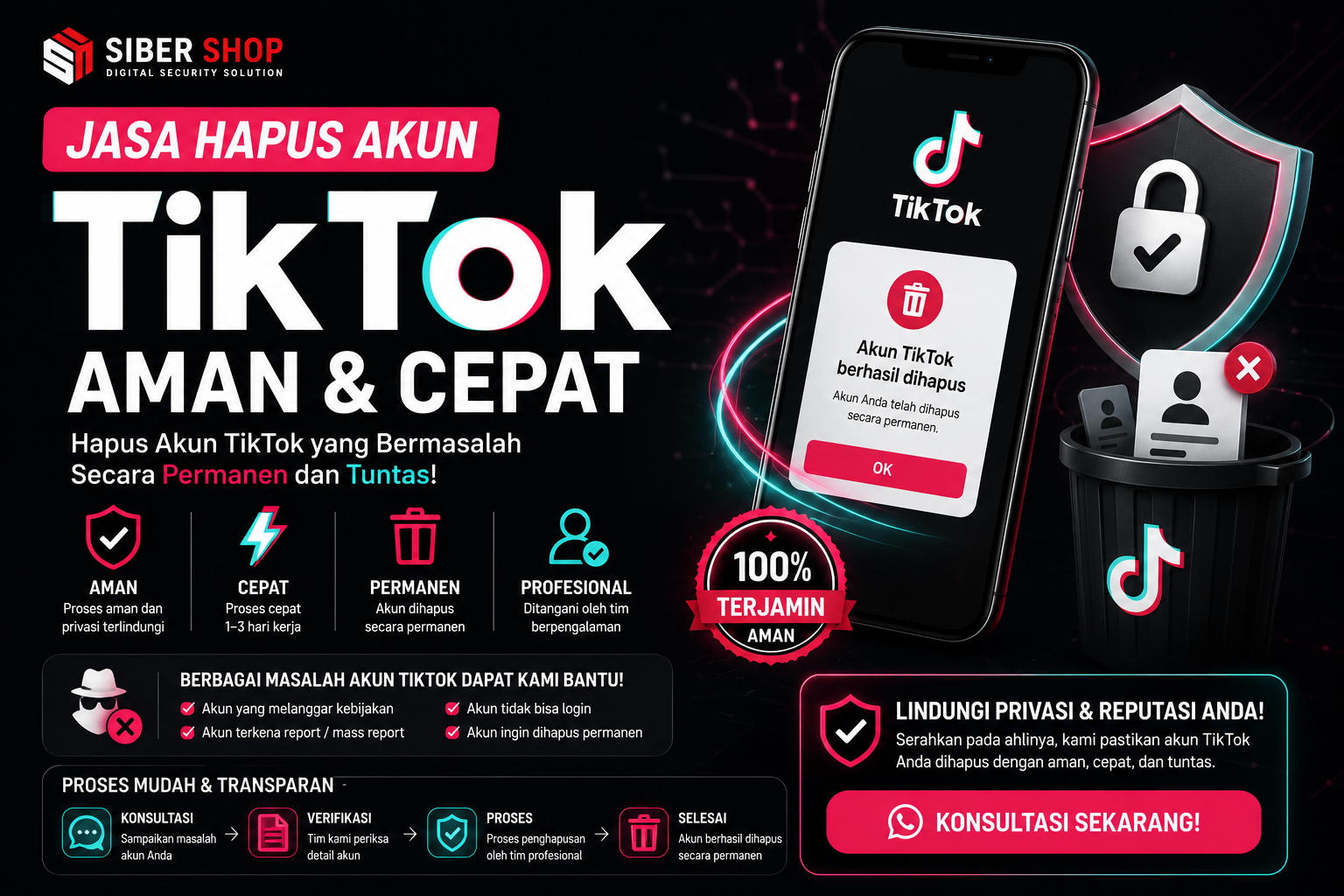 jasa hapus akun tiktok aman dan cepat