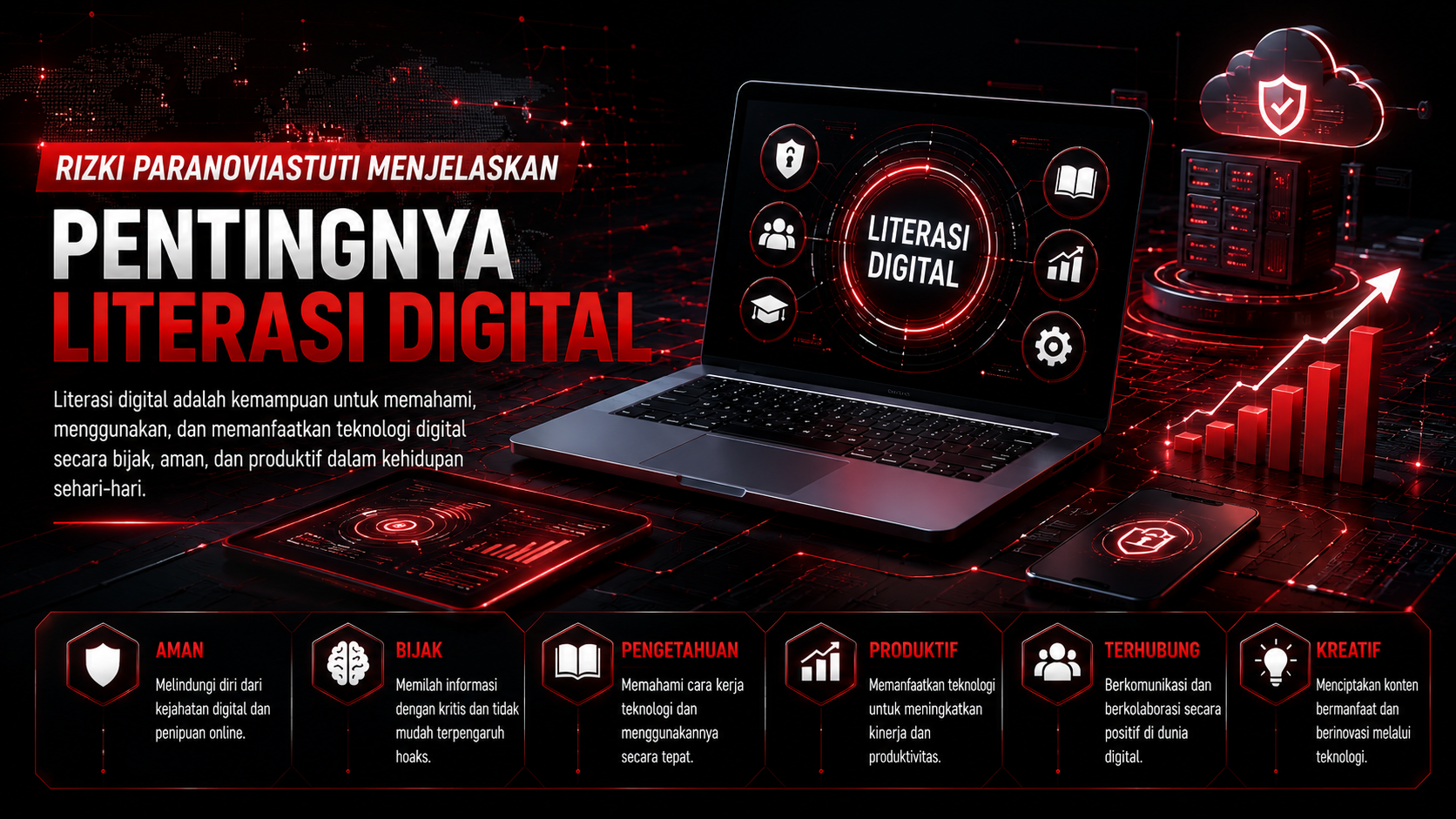 Ilustrasi keamanan jaringan dan perlindungan data digital